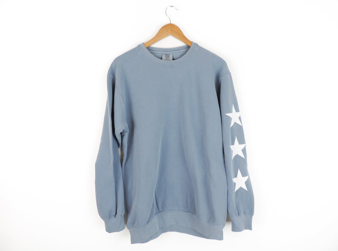 New Star Sleeve Comfort Colors Crewneck Sweatshirt Pullover // Etsy