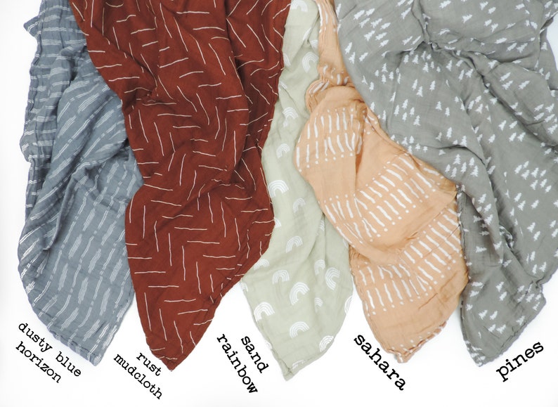 New Custom Name Boho Baby Muslin Swaddle Blanket // Mudcloth Etsy