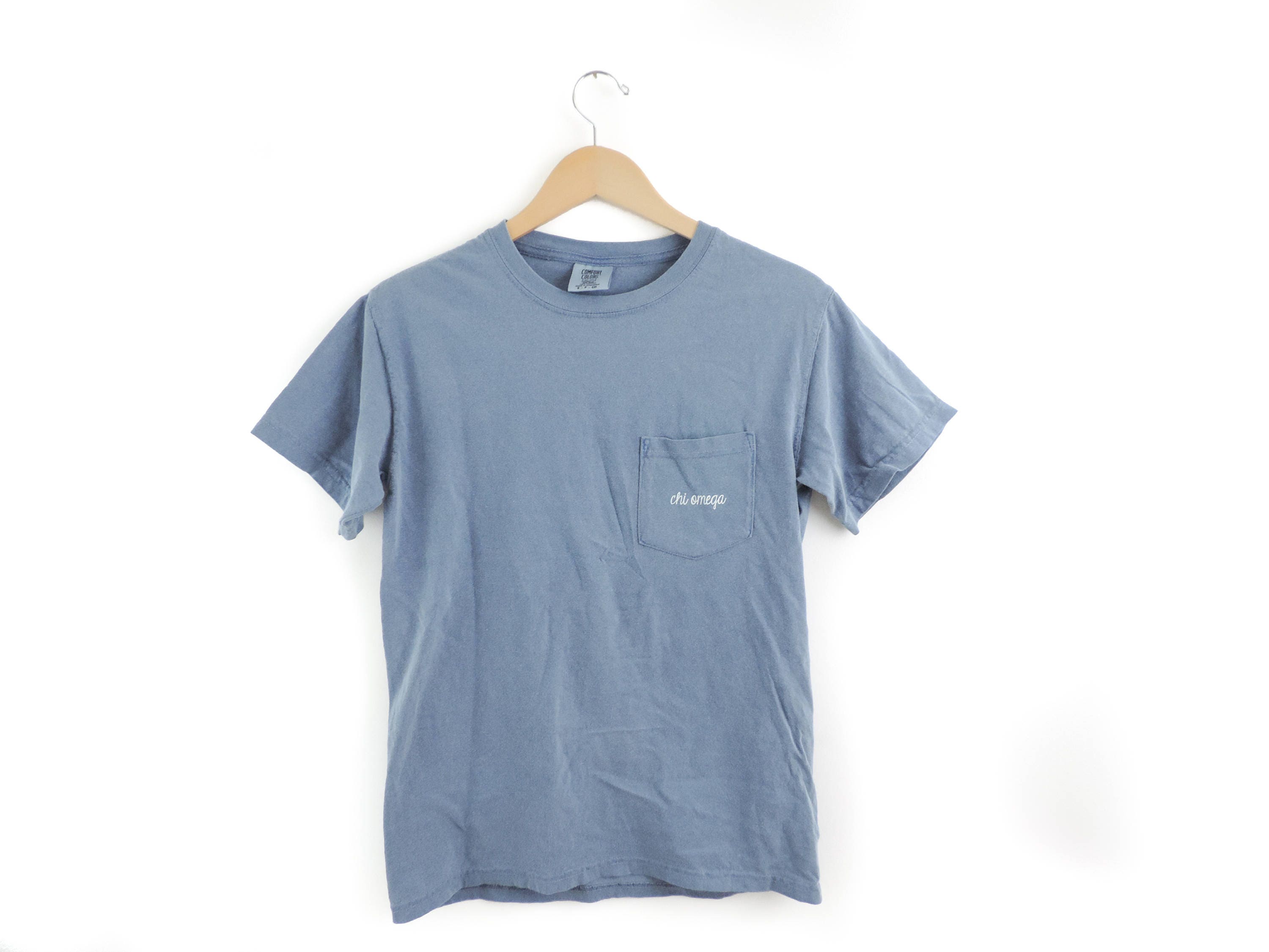 New Chi Omega Comfort Colors Simple Cursive Pocket Tee Shirts - Etsy