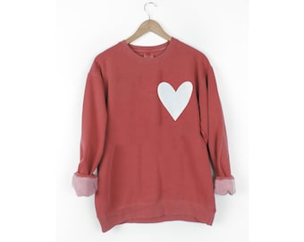 New Big Heart Comfort Colors Crewneck Sweatshirt Pullover // You Pick Color // Size S-3XL