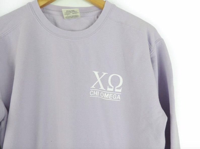 New Chi Omega Light Purple Comfort Colors Crewneck Size Etsy