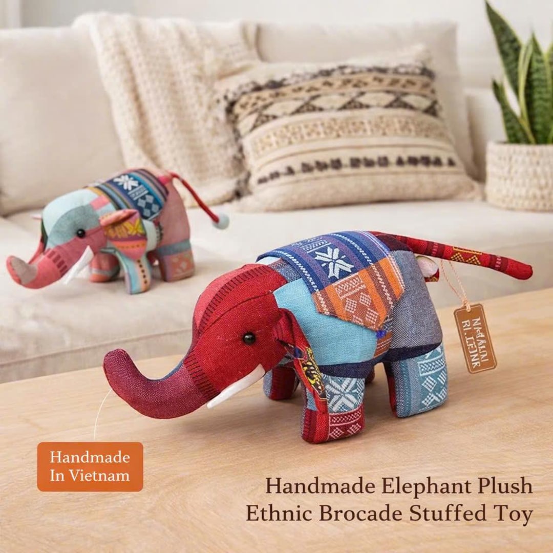 Handmade Brocade Animal Plush Set, Vietnamese Ethnic Stuffed Toys ...