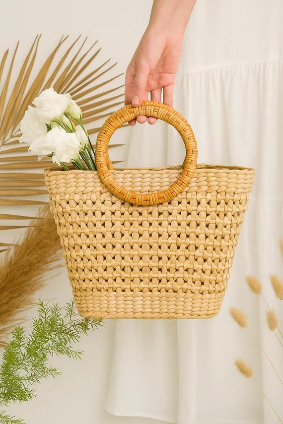 Eco-friendly Handmade Straw Purse – Open Net Weave Tall Tote  display picture 3