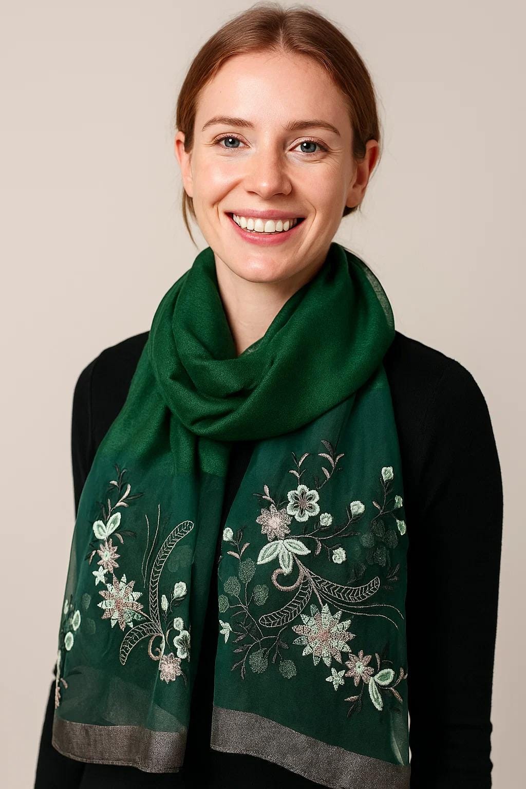 Serafina Gray Embroidered Shawl Top main image 1