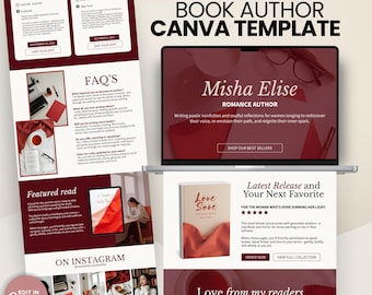 Modello Canva per sito web di autori di libri, sito web di una pagina già pronto per te, sito web per scrittori, modello per il lancio di libri per il marketing degli autori, branding degli autori