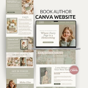 Book Author Website Canva Template One Page Author Site Book Launch Portfolio Writer Branding Design Blog Homepage Layout for Writers Bundle