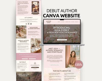 Author Website Canva Template One Page Book Author Site Design Writer Portfolio Branding Book Launch Landing Page Template for Debut Authors