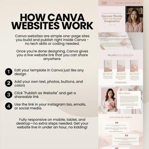 Editable Canva landing page for authors promoting books, building an email list, or showcasing their media kit.