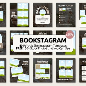 Plantilla Canva para Bookstagram, publicación de Instagram para amantes de los libros, autores, bookstagrammers, blogueros de libros, influencers, amantes de los libros, kit para crear contenido literario