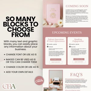 Blush pink writer website template for book promotion and branding