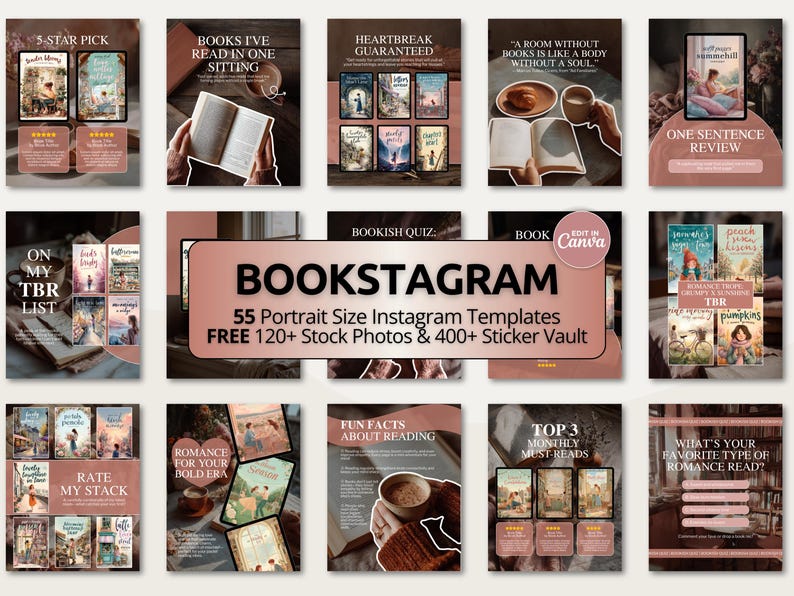 Viral Muted Terracotta Bookstagram Templates | Cozy Bookish Canva ...
