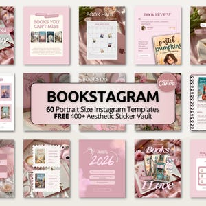 Modèle de toile de carrousel livresque rose | Articles viraux à la mode pour les auteurs Bookstagram et les lecteurs BookTok Lecture confortable Esthétique Instagram rose 2026