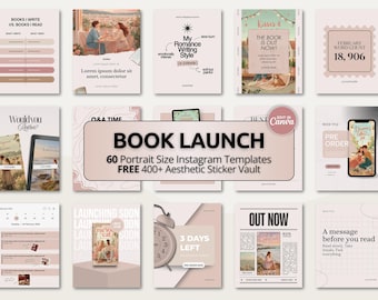 Romance Author Instagram Templates for Book Launch & Engagement | Bookstagram BookTok Canva Posts for Indie Writers Marketing Promo Kit 2026