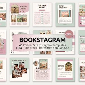 Bookstagram Canva Template, Bookish Instagram Post, Authors, Book Blogger, Influencers, Lover, Book Content Creator Kit, Bookstagrammers