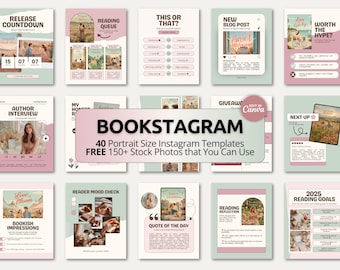 Bookstagram Canva Template, Bookish Instagram Post, Authors, Book Blogger, Influencers, Lover, Book Content Creator Kit, Bookstagrammers