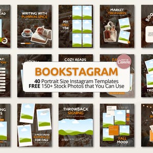 Autumn Bookstagram Canva Templates | Cozy Carousel Instagram Post Bundle for Authors, Book Influencers, BookTok Creators, Writers & Readers