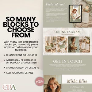 Customizable author site template created in Canva, featuring minimalist sage green design on desktop and mobile devices.