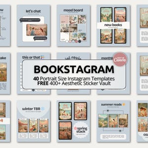 Bookstagram Canva-mall Bokinspirerad Instagram Bookstagrammer Författare för sociala medier Instagram-innehåll Anpassningsbar Bookstagram-mall Canva