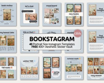 Bookstagram Canva Template Bookish Instagram Bookstagrammer Social Media Author Instagram Content Customizable Bookstagram Template Canva