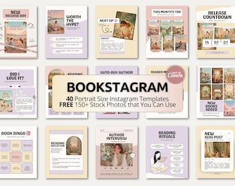Bookstagram Canva Template, Bookish Instagram Post, Authors, Book Blogger, Influencers, Lover, Book Content Creator Kit, Bookstagrammers