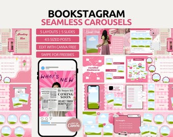 Bookstagram Seamless Carousel Template Trendy Bookstagram Canva Bookish Social Media Content Creator Scrapbook Instagram Book Influencer