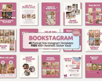 Coquette Bookstagram Template Booktok Instagram Post Romantic Aesthetic Canva Template Book Lover Social Media Indie Author Carousel
