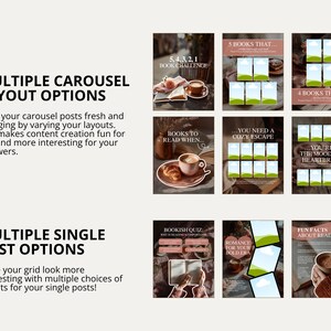 Book review Canva templates in muted terracotta for authors, bloggers, and social media creators. Includes layouts for five-star reads, series reviews, and top monthly books.