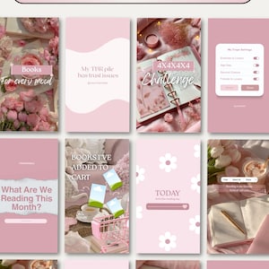 Comprehensive Bookstagram story template bundle for Canva featuring aesthetic pink designs, reading-themed layouts, and engagement-focused content. Ideal for showcasing current reads, completed books, favorite quotes, and community discussions through visually appealing Instagram stories. Designed for book lovers, authors, reviewers, and content creators who want beautiful, customizable templates that enhance audience engagement and brand consistency.