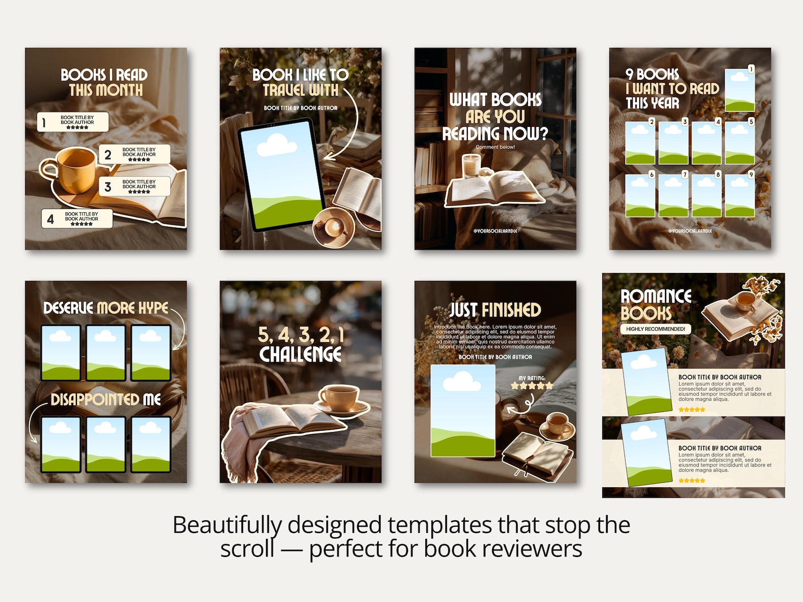 Golden Hour Bookish Carousel Template | Trendy Canva Posts for ...