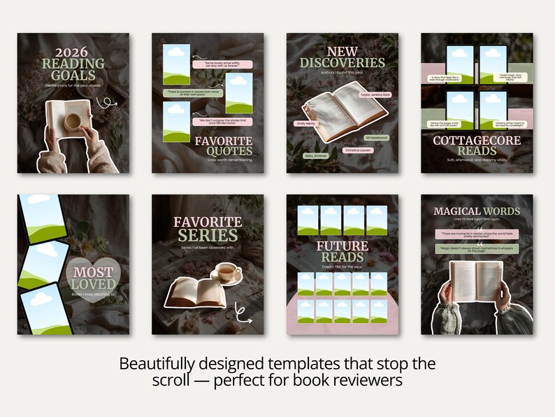 2026 Cottagecore Bookish Carousel Template for Bookstagram & Booktok ...