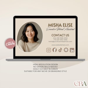 Minimalist Canva website template for virtual assistant portfolio – beige and neutral hues designed for coaches, consultants, and small businesses.