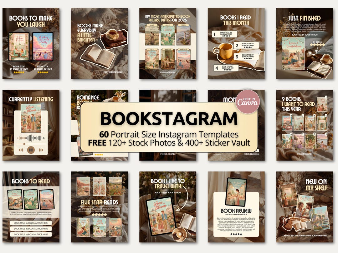 Golden Hour Bookish Carousel Template | Trendy Canva Posts for ...