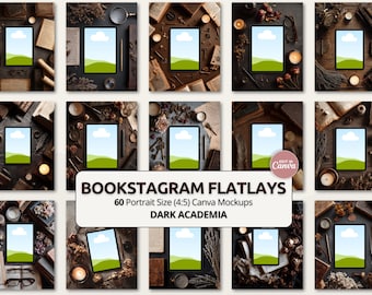 Dark Academia Bookstagram Flatlay | iPad & Tablet Mockup, Ebook, Kindle Flatlay Bookish Canva Tablet Author Marketing Book Cover Display