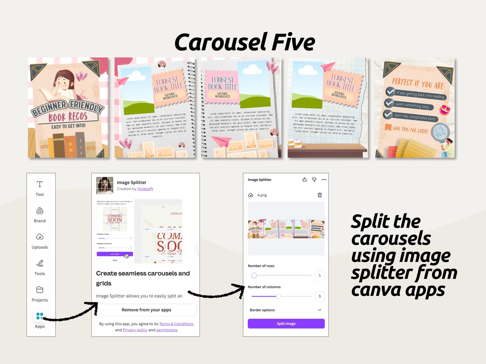 Pastel Bookstagram Seamless Instagram Carousel Template | Bookish Canva ...