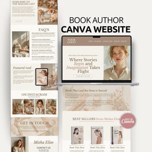 Book Author Website Canva Template One Page Author Site Book Launch Portfolio Writer Branding Design Blog Homepage Layout for Writers Bundle