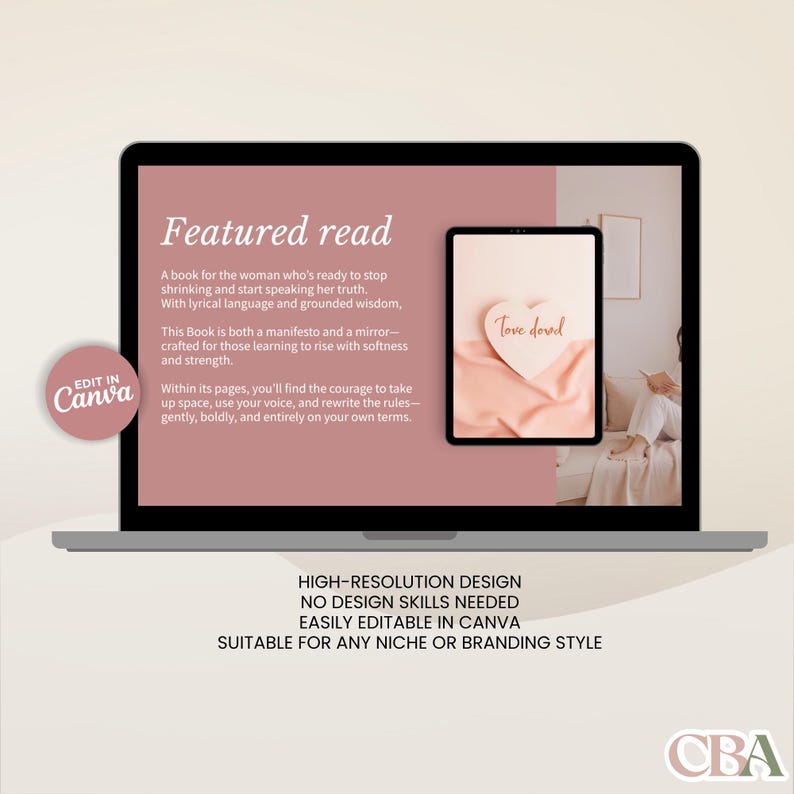 Customizable pink-themed Canva website for author branding