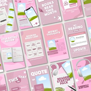 Bold pink aesthetic bookish Instagram story template bundle designed for Bookstagram content creators. Features viral-ready reading story content including quiet book reviews, emotional impact, and reading rituals slides. Fully customizable in Canva with drag and drop editing for beginners. Ideal for book lovers who want a cohesive trendy pink Instagram story aesthetic feed.