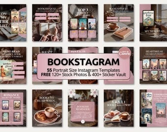 Viral Dusty Rose Bookstagram Canva Templates | Cozy Bookish Canva Carousel Bundle for Authors, Creators & Book Influencers Aesthetic IG Kit