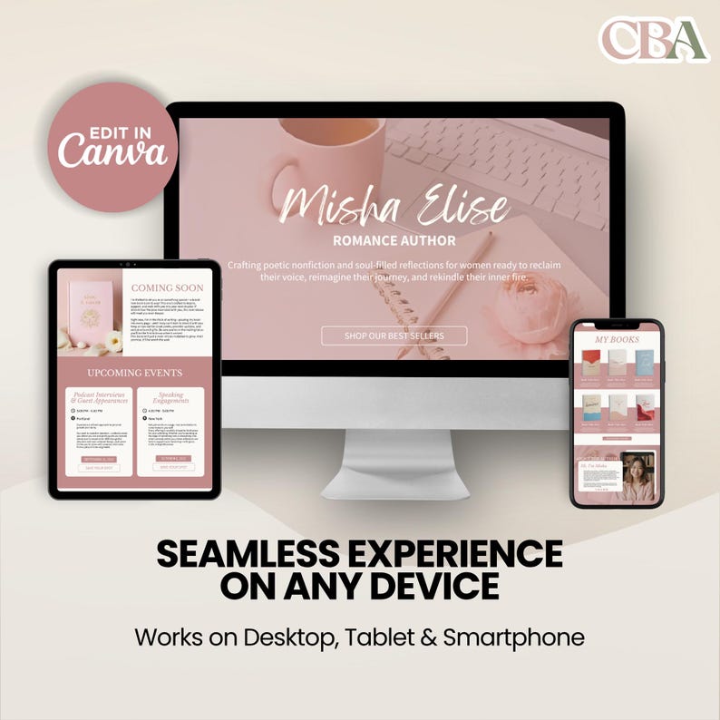 Professional Canva site for authors, bloggers, and book launches