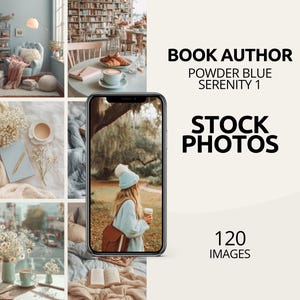 Pastel Blue Author Stock Photo Bundle | Powder Blue Cozy Aesthetic | 120 Stock Images for Authors, Bloggers, Bookstagram & Canva Branding