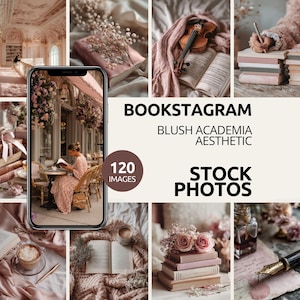 Blush Academia Bookstagram Stock Photos | Vintage Flatlays & Reading Nooks | Scholarly, Feminine Romantic Content for Authors Creators
