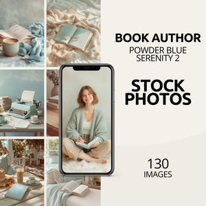 Pastel Blue Author Stock Photo Bundle | Powder Blue Cozy Aesthetic | 130 Stock Images for Authors, Bloggers, Bookstagram & Canva Branding