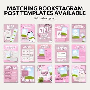 Bold pink Bookstagram story template pack for romance readers, book bloggers, and BookTok content creators. Includes 60 trendy story templates covering reviews, author content, reading moods, recommendations, and storytelling pages. Hot pink, soft blush, and clean white tones create a cohesive vibrant aesthetic Instagram story presence. Fully editable in free Canva at 1080x1920px for instant scroll stopping bookish story content creation daily.