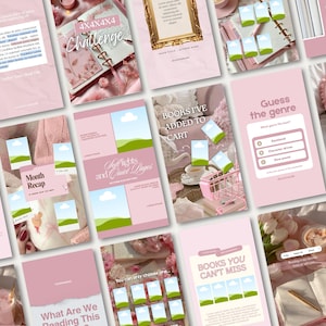 Romantic pink Bookstagram story template showcasing elegant typography, cozy book photography, and aesthetic reading-themed layouts. Perfect for sharing book reviews, favorite quotes, reading journal entries, and current reads on Instagram stories. Fully editable in Canva and designed for readers, literary influencers, book reviewers, and content creators looking to elevate their bookish branding with a soft feminine aesthetic.