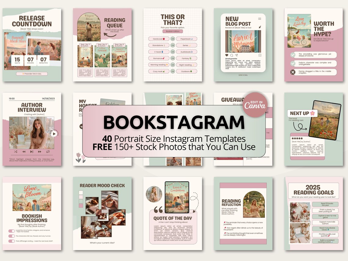 Bookstagram Canva Template, Bookish Instagram Post, Authors, Book ...