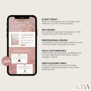 Editable Canva website design for romance authors and creatives