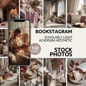 Light Academia Stock Photos Bundle | Bookstagram Flatlays Cozy Reading Journaling Vintage Lifestyle Scenes Aesthetic Images for Creators