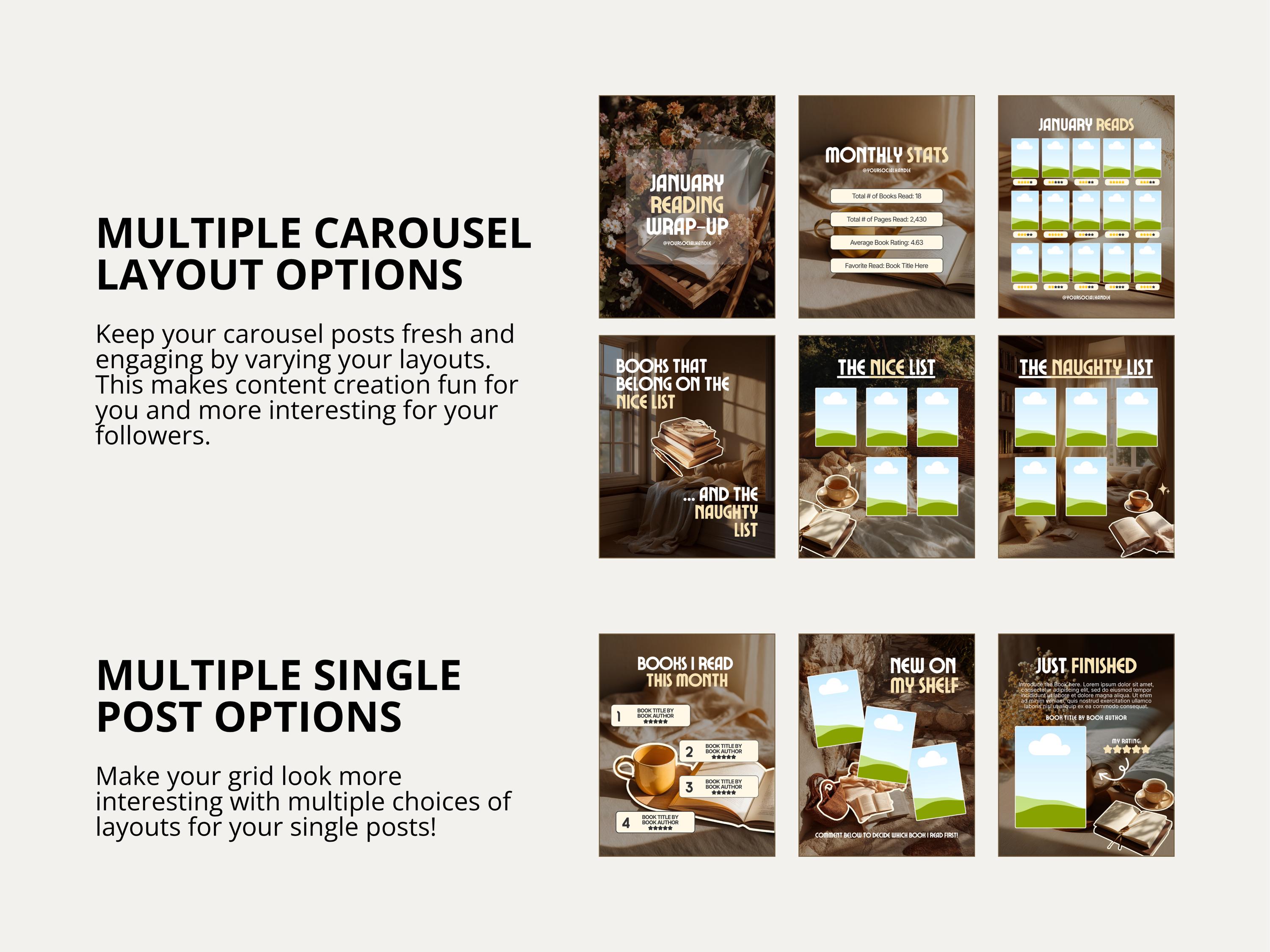 Golden Hour Bookish Carousel Template | Trendy Canva Posts for ...