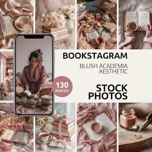 Blush Academia Bookstagram Stock Photos | Vintage Flatlays & Cozy Reading Nooks | Feminine, Scholarly Romantic Content for Authors Creators