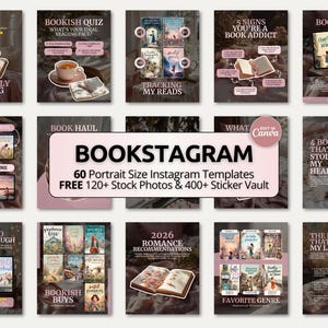 Modello di carosello di libri color pastello / Post estetici di Canva per Bookstagram BookTok Cozy Readers Romantic Soft Reading Layout Design Kit